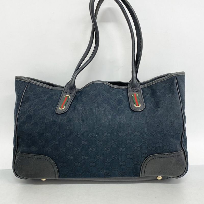 Gucci Tote Bag GG Canvas/sherry Line Princy 163805 Canvas Black Gold Hardware