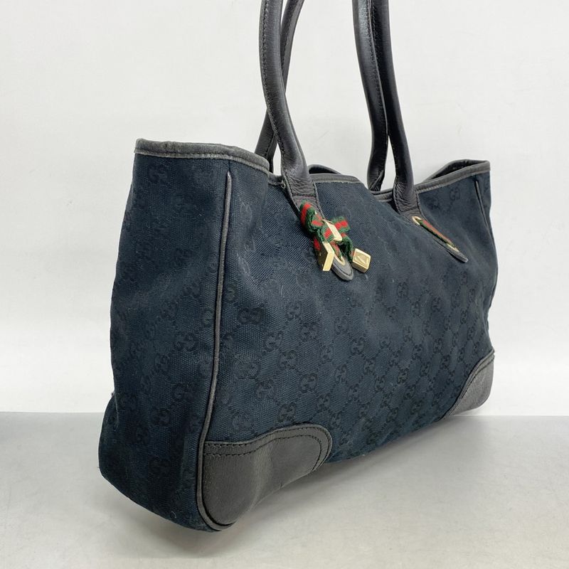 Gucci Tote Bag GG Canvas/sherry Line Princy 163805 Canvas Black Gold Hardware