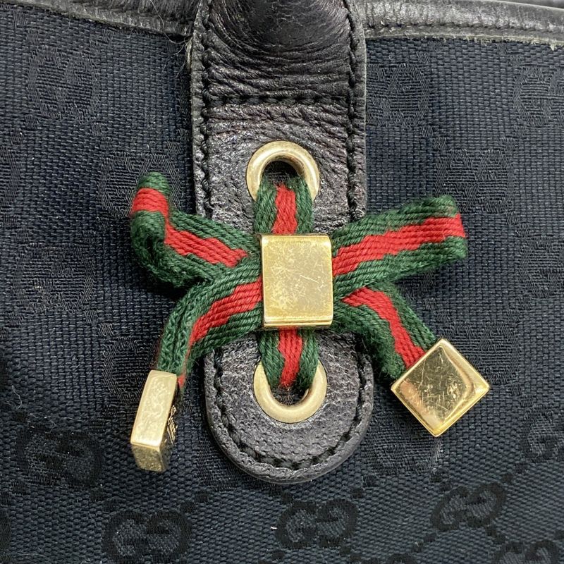 Gucci Tote Bag GG Canvas/sherry Line Princy 163805 Canvas Black Gold Hardware