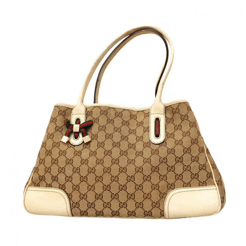 Gucci Tote Bag GG Canvas/sherry Line Princy 163805 Canvas Beige Gold Hardware