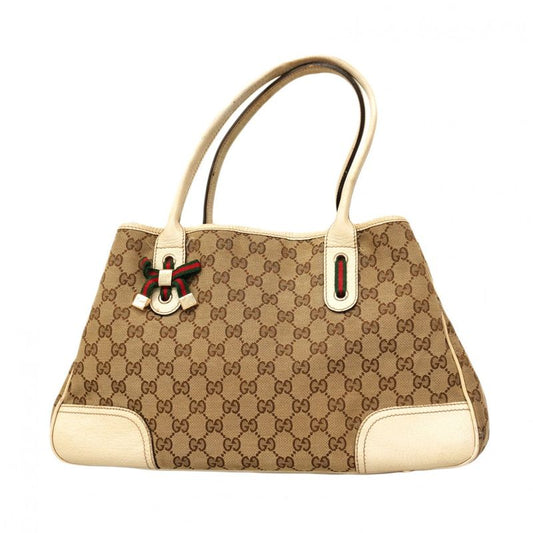 Gucci Tote Bag GG Canvas/sherry Line Princy 163805 Canvas Beige Gold Hardware