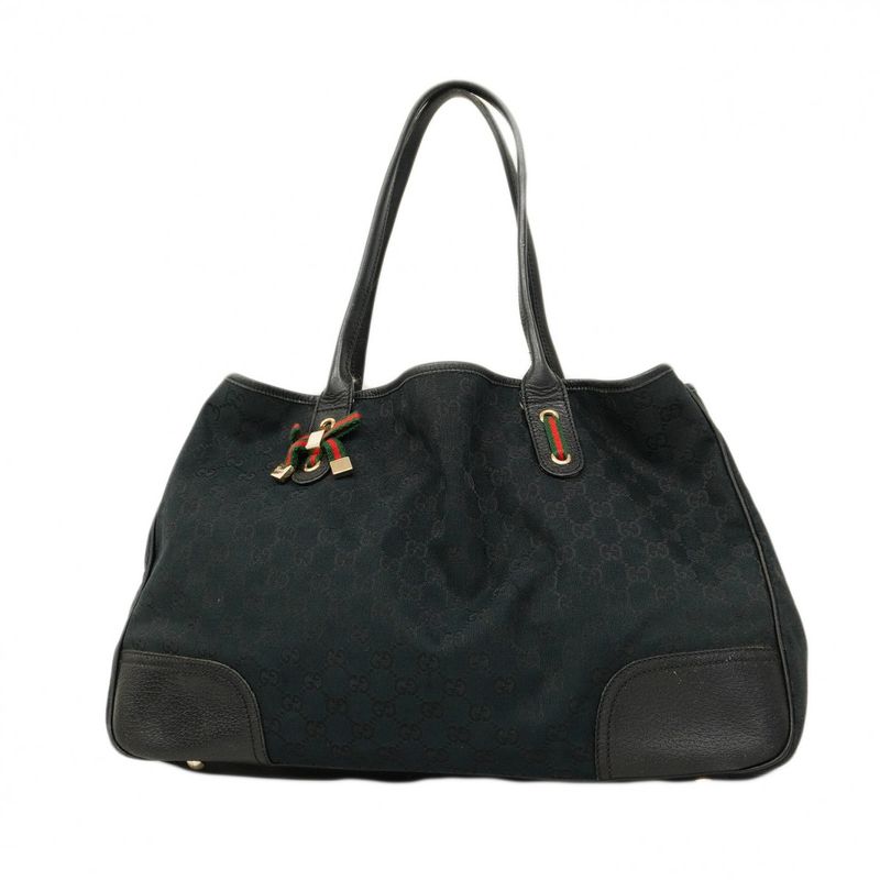 Gucci Tote Bag GG Canvas/sherry Line Princy 161719 Canvas Black Gold Hardware