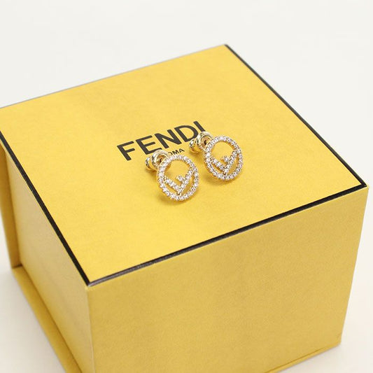 Fendi F Is Fendi 8ag738 6DM F089u Earrings Metal Zirconia Ladies