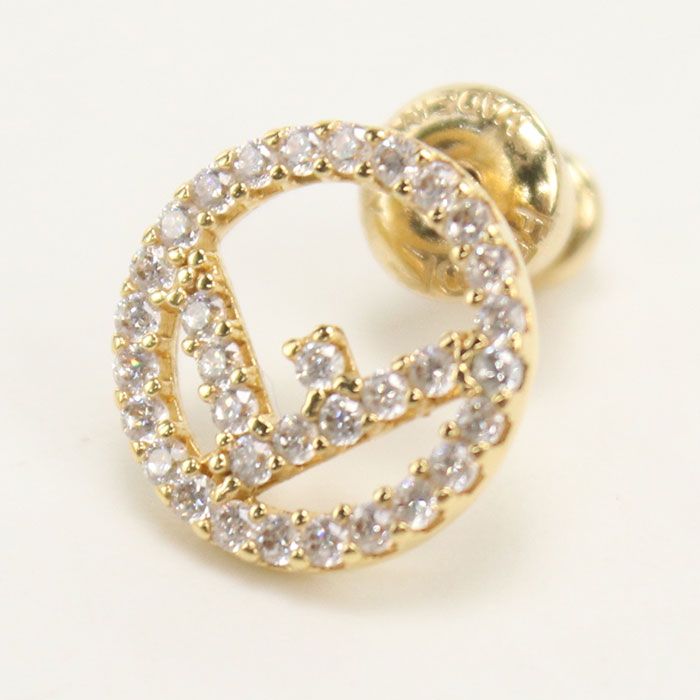 Fendi F Is Fendi 8ag738 6DM F089u Earrings Metal Zirconia Ladies