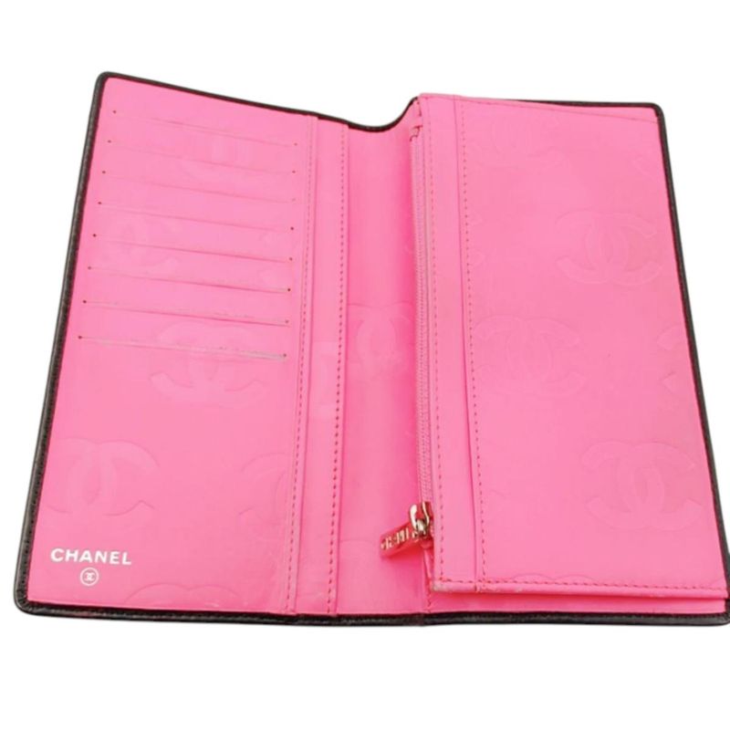 Chanel Cambon Long Foldable Wallet Long Wallet Chanel Black X Pink