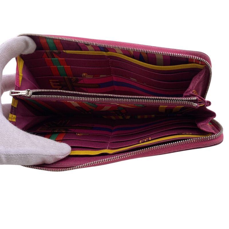 Hermes Azap Long Silk Inn Round Zipper Long Wallet Branded Card Holder Coin