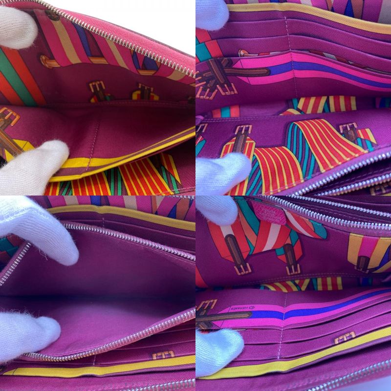 Hermes Azap Long Silk Inn Round Zipper Long Wallet Branded Card Holder Coin