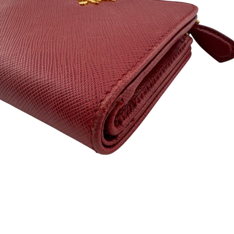 Prada 1ml018 Bifold Wallet Red Ladies