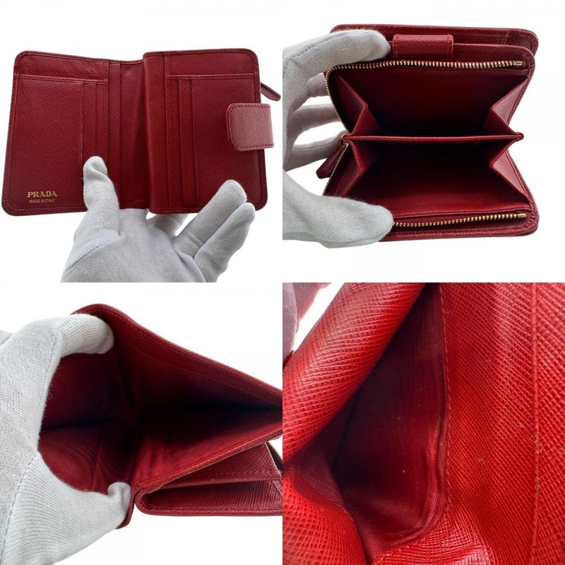 Prada 1ml018 Bifold Wallet Red Ladies