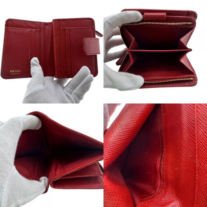 Prada 1ml018 Bifold Wallet Red Ladies