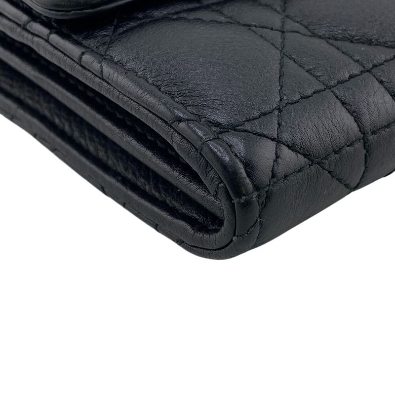 Christian DIOR Long Wallet Dior Caro Long Wallet Black Women