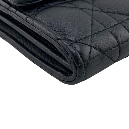 Christian DIOR Long Wallet Dior Caro Long Wallet Black Women