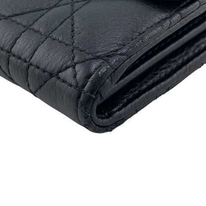 Christian DIOR Long Wallet Dior Caro Long Wallet Black Women