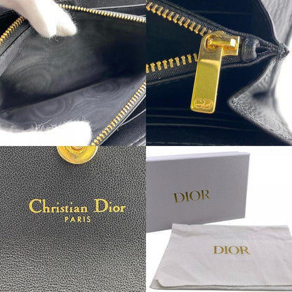 Christian DIOR Long Wallet Dior Caro Long Wallet Black Women