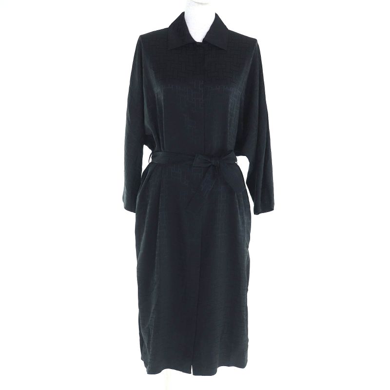 Hermes 23AW 3h0535df Silk Mosaic Motif H Design With Belt Long Dress Shirt