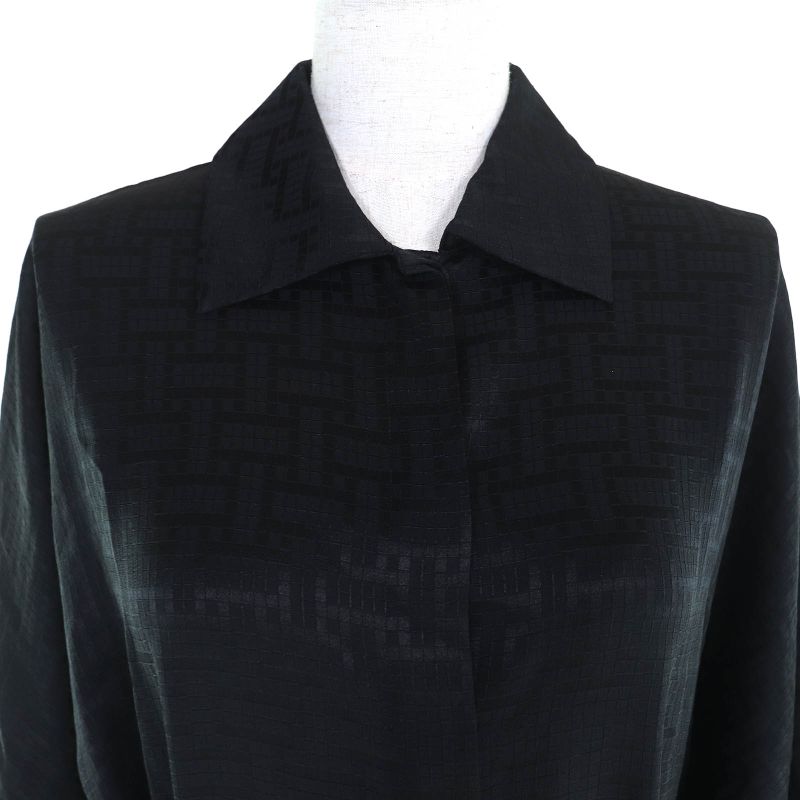 Hermes 23AW 3h0535df Silk Mosaic Motif H Design With Belt Long Dress Shirt