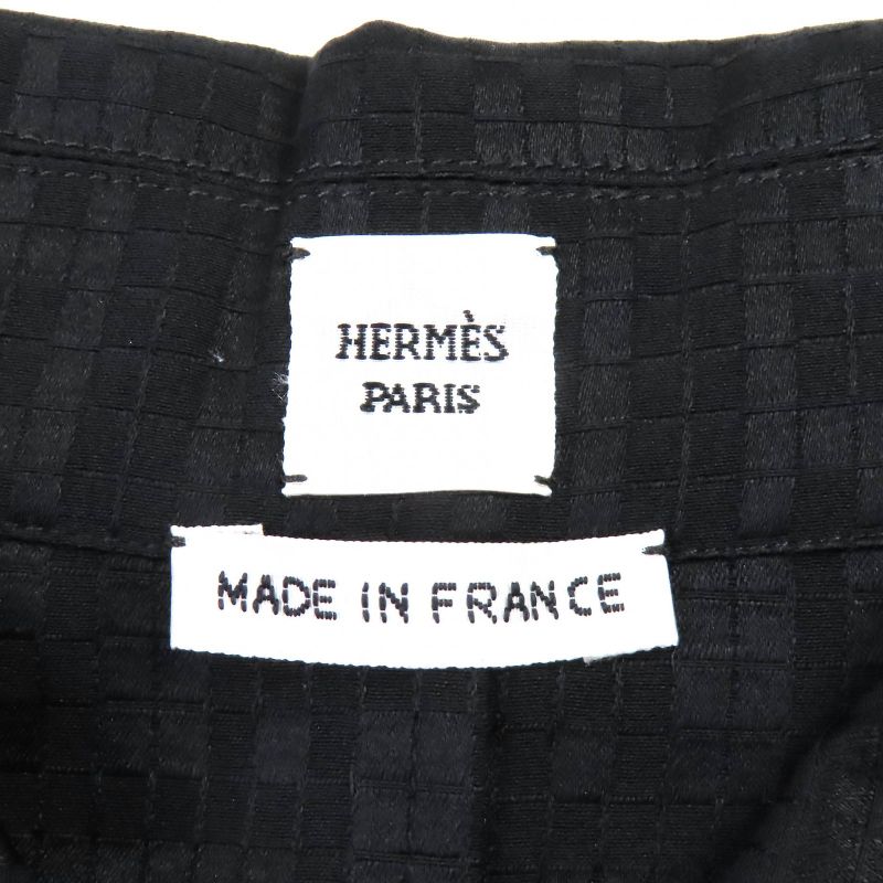 Hermes 23AW 3h0535df Silk Mosaic Motif H Design With Belt Long Dress Shirt