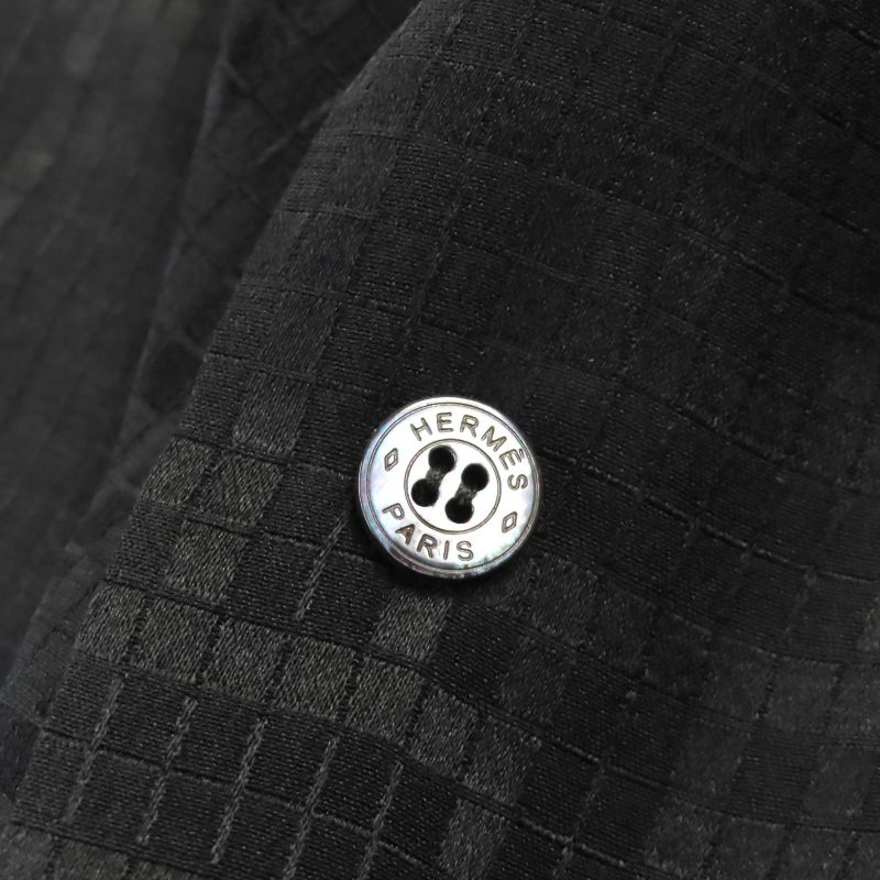 Hermes 23AW 3h0535df Silk Mosaic Motif H Design With Belt Long Dress Shirt