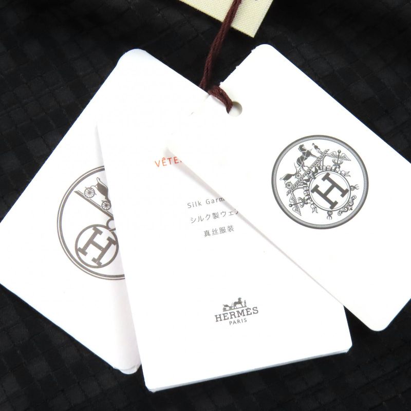 Hermes 23AW 3h0535df Silk Mosaic Motif H Design With Belt Long Dress Shirt