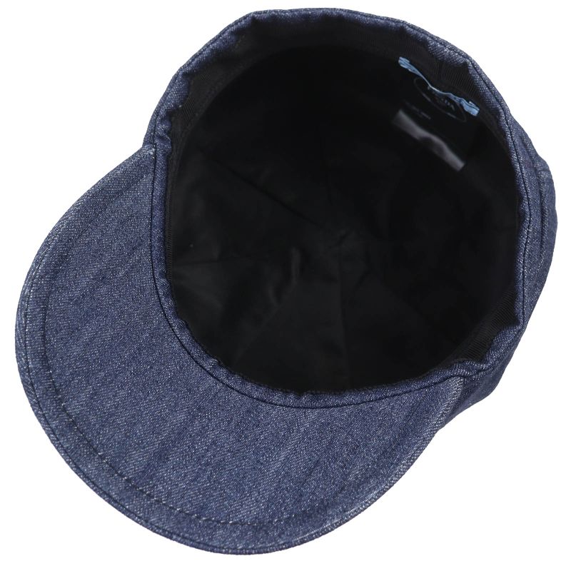 Prada 1hc551 100% Cotton Triangle Logo Triangle Plate Denim Casket Hat Indigo