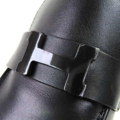 Hermes 2025 252134z Moccasin Ruble H Logo Hardware Leather Loafer Black 36.5