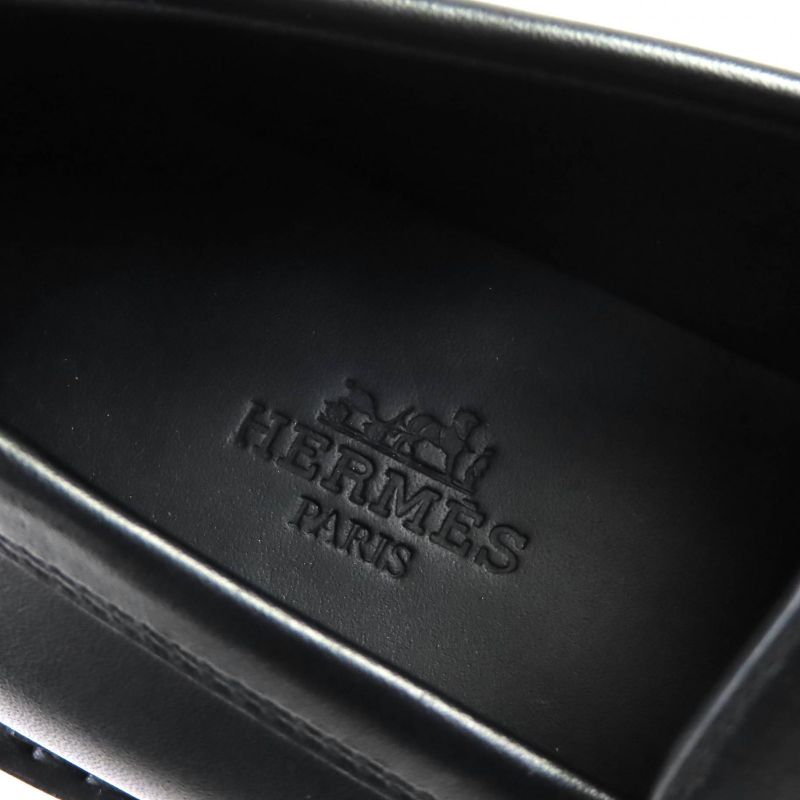 Hermes 2025 252134z Moccasin Ruble H Logo Hardware Leather Loafer Black 36.5