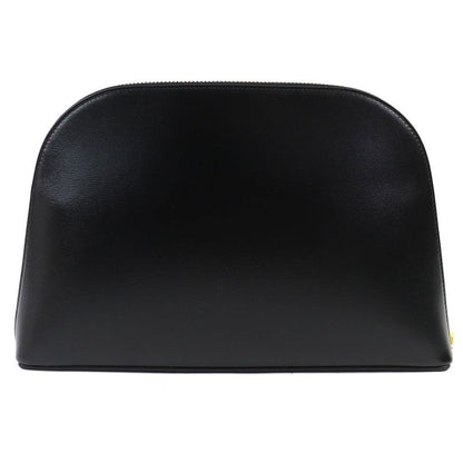 Celine 10n073gez Calfskin Triomphe Round Zipper Pouch Black Gold Hardware