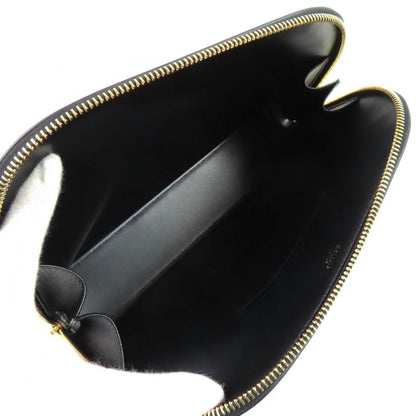 Celine 10n073gez Calfskin Triomphe Round Zipper Pouch Black Gold Hardware