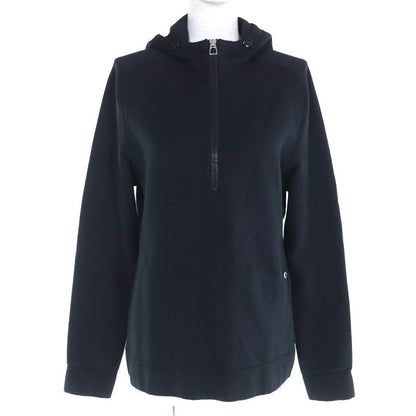 Hermes 100% Cotton Serie Button Half Zip Pullover Hoodie Black S Made In France