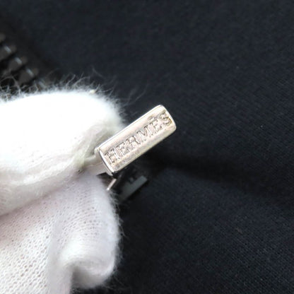 Hermes 100% Cotton Serie Button Half Zip Pullover Hoodie Black S Made In France