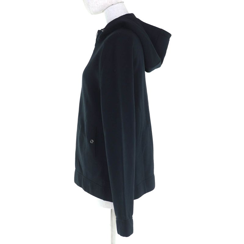 Hermes 100% Cotton Serie Button Half Zip Pullover Hoodie Black S Made In France