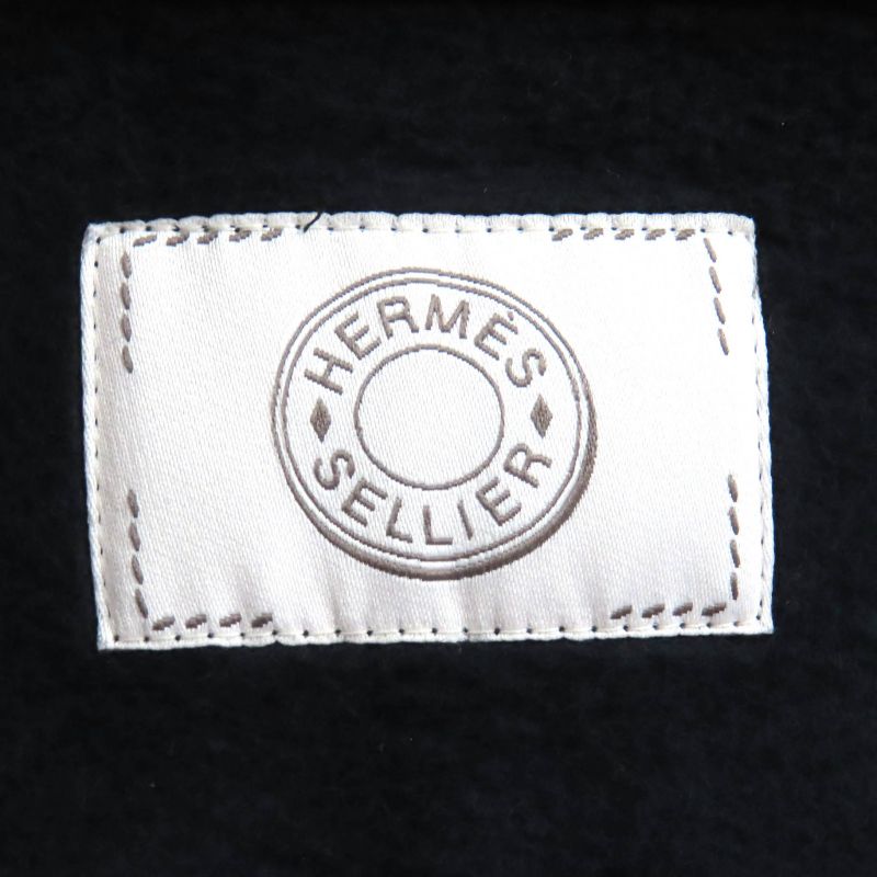 Hermes 100% Cotton Serie Button Half Zip Pullover Hoodie Black S Made In France
