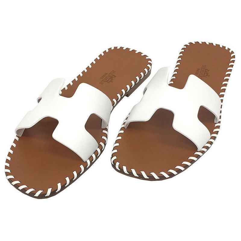 Hermes Sandals Oran Size 36 23cm (9.06in) White Flat Sandals Women Shoes Aq11994