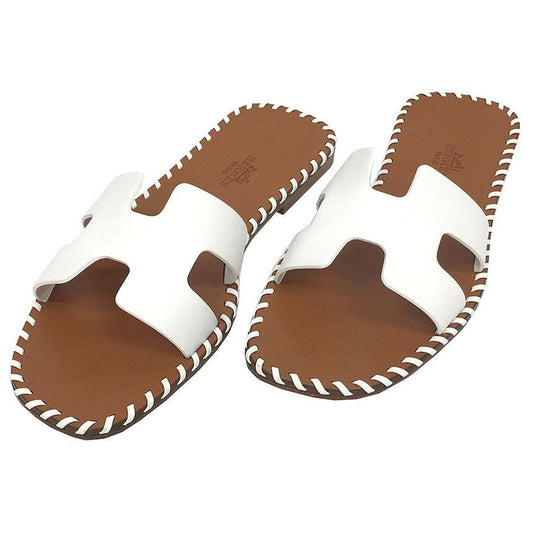 Hermes Sandals Oran Size 36 23cm (9.06in) White Flat Sandals Women Shoes Aq11994