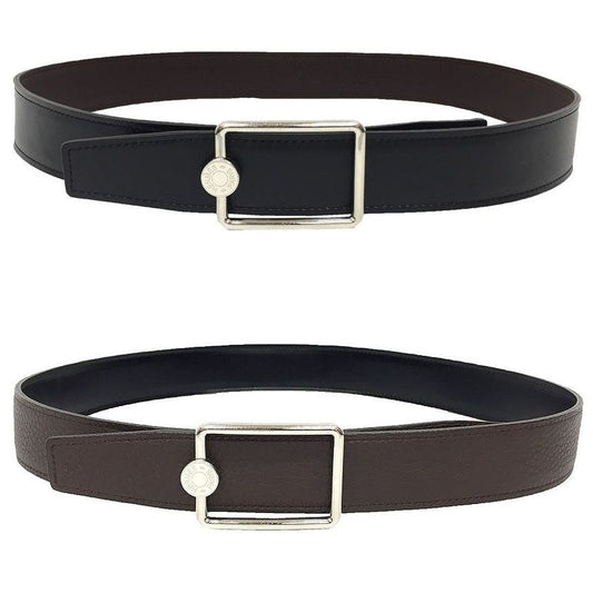 Hermes Belt Oscar Size 80 Reversible Black And Brown Serie Silver Buckle Unisex