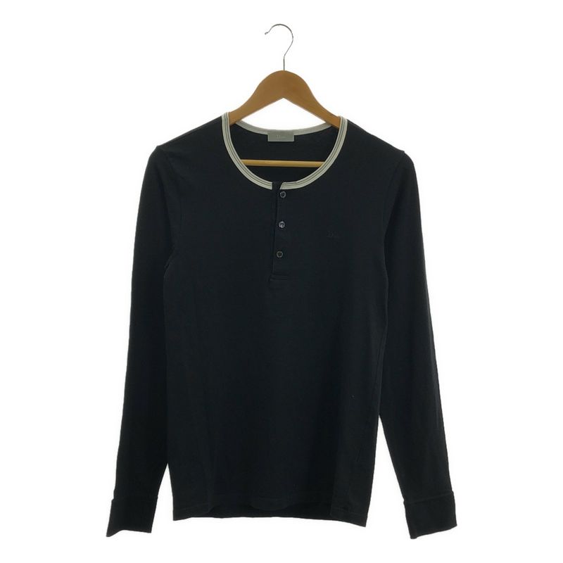 Dior Homme - Cotton Logo Embroidery Henley Neck Cut And Sewn - 46 - Black - Mens