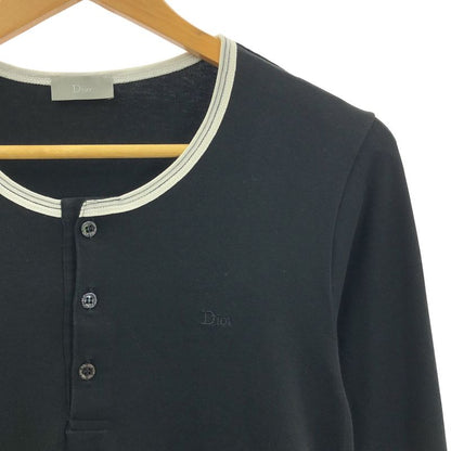 Dior Homme - Cotton Logo Embroidery Henley Neck Cut And Sewn - 46 - Black - Mens