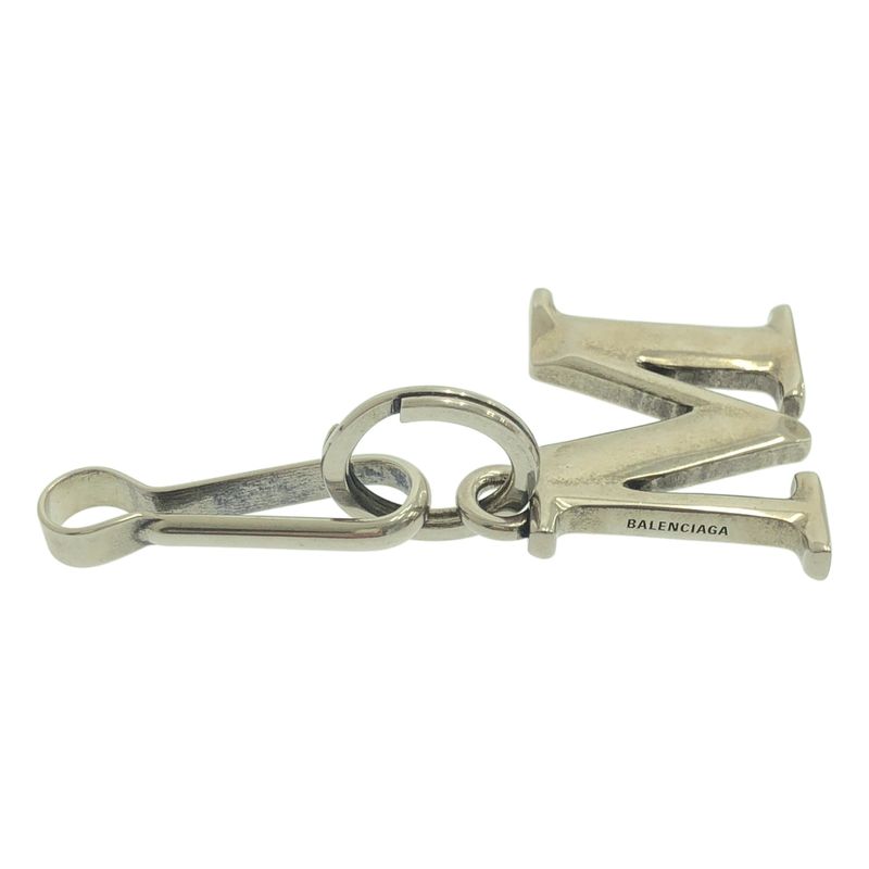 Balenciaga Initial Logo Charm Key Holder - Silver