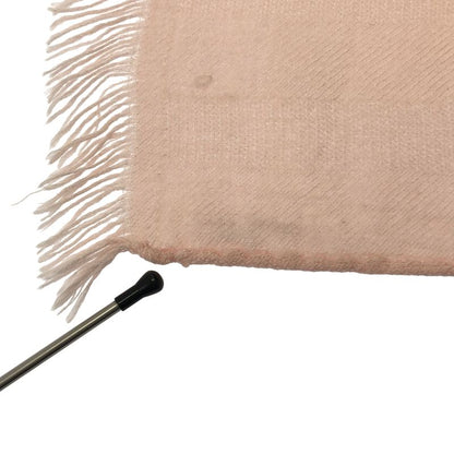 Hermes New Livris Cashmere Silk Logo Jacquard Large Fringe Shawl Scarf - Pink
