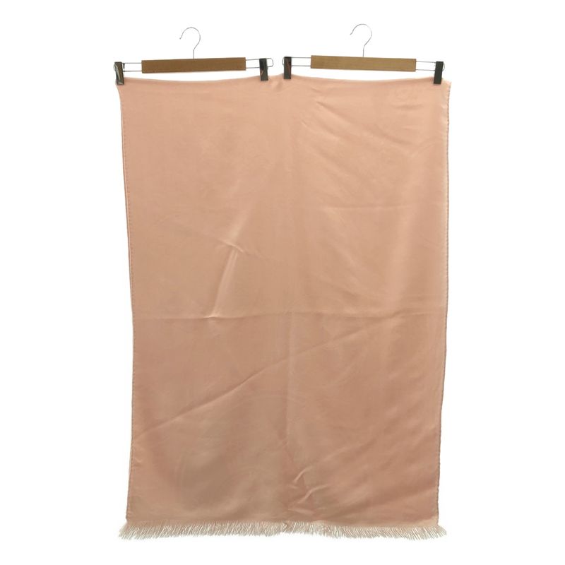 Hermes New Livris Cashmere Silk Logo Jacquard Large Fringe Shawl Scarf - Pink