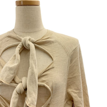 Celine - Phoebe Period Wool Silk Blend Back Bow Knit - L - Beige - Women's
