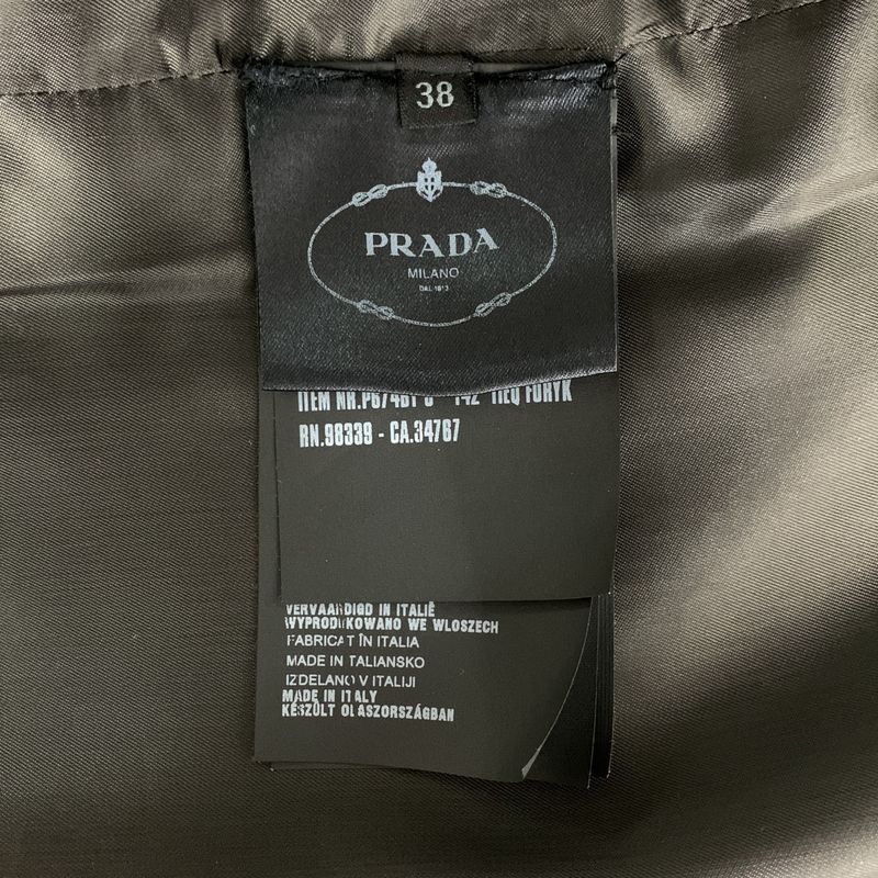 Prada - 2014aw - Wool Piping Leather Paneled Boa Tailored Jacket - 38 - Gray -