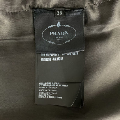 Prada - 2014aw - Wool Piping Leather Paneled Boa Tailored Jacket - 38 - Gray -