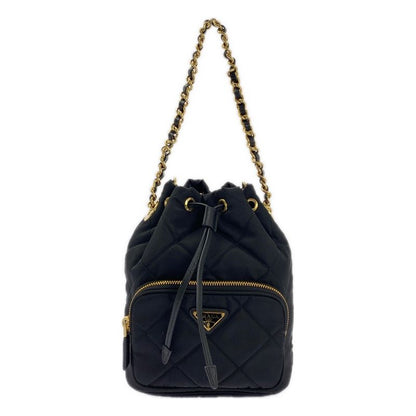 Prada Renylon 2WAY Quilted Shoulder Bag 1bh038 - Black Gold - Women