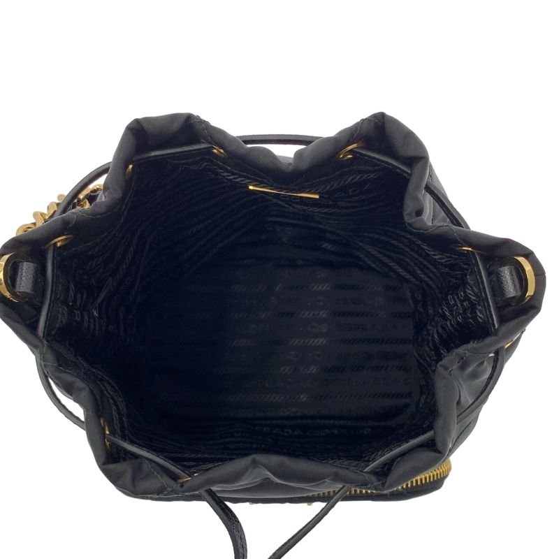 Prada Renylon 2WAY Quilted Shoulder Bag 1bh038 - Black Gold - Women