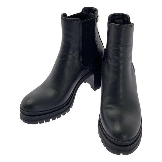 Prada Leather Logo Side Gore Heeled Boots - 36 - Black - Women's