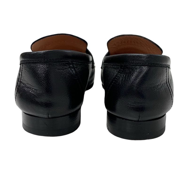 Hermes Paris Loafers Shoes Leather Black Silver Moccasins Flat Shoes Hhardware