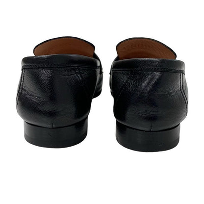 Hermes Paris Loafers Shoes Leather Black Silver Moccasins Flat Shoes Hhardware