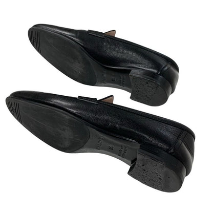 Hermes Paris Loafers Shoes Leather Black Silver Moccasins Flat Shoes Hhardware