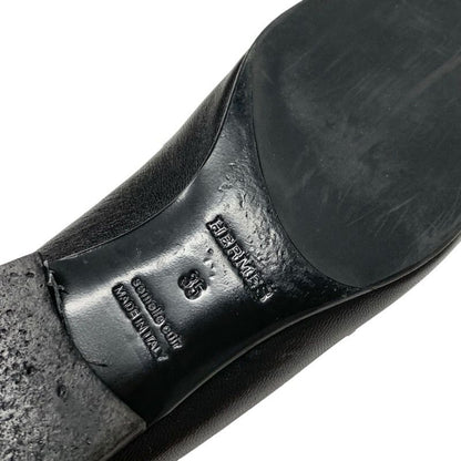 Hermes Paris Loafers Shoes Leather Black Silver Moccasins Flat Shoes Hhardware